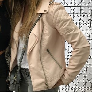 Light pink pleather jacket- moto style